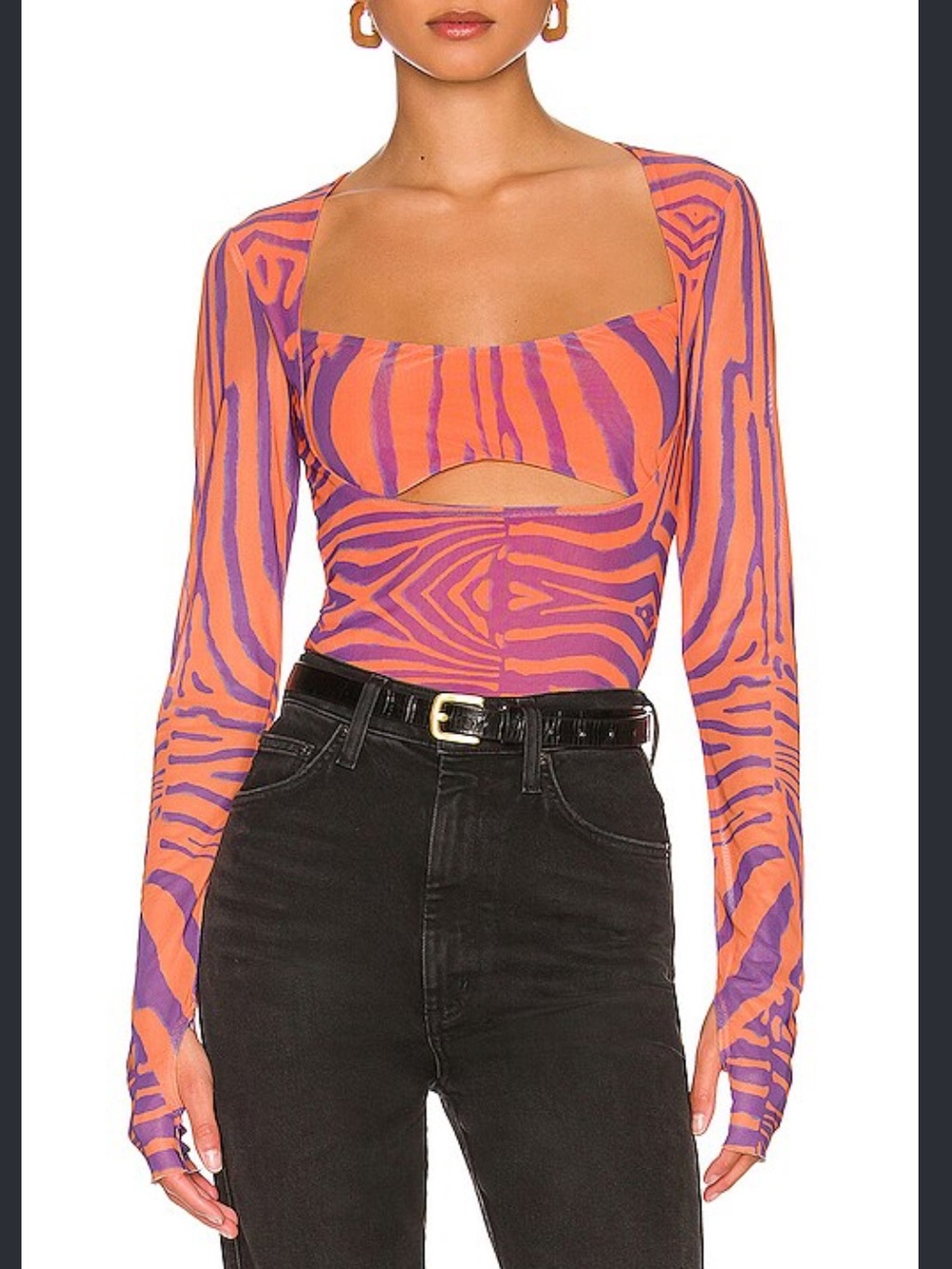 AFRM Orange Purple Zebra Noreen Cut Out Top